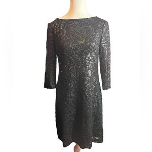 Lauren Ralph Lauren Black Sequin Scroll Shift Dress 2